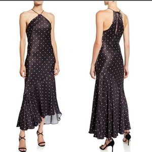Shona Joy Odell Polka Dot Bias Cut Midi Halter Dress